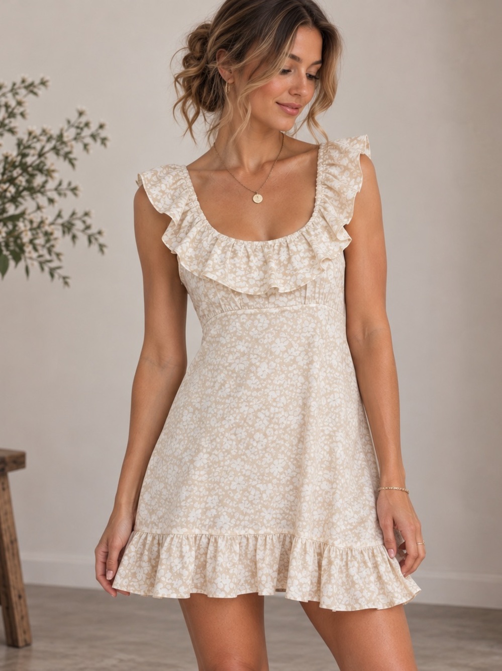 Abercrombie & Fitch Ruffle Floral Empire Mini Dress